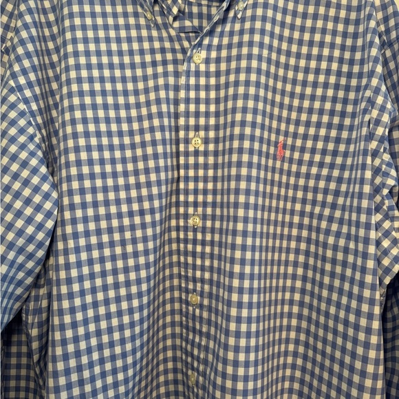 Ralph Lauren Men’s Blue & White Checkered Long Sleeve Button Down Shirt Size L - Picture 4 of 14